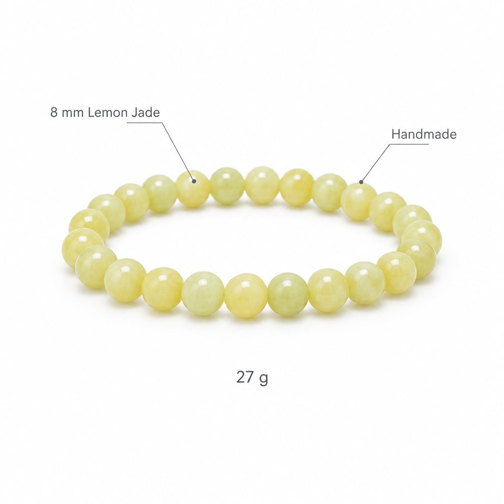 Bransoletka z cytrynowego jadeitu, produkt na bialym tle